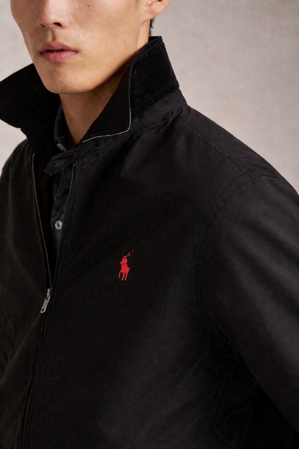 Jacket R.Lauren veste zipée -noir Logo Rouge