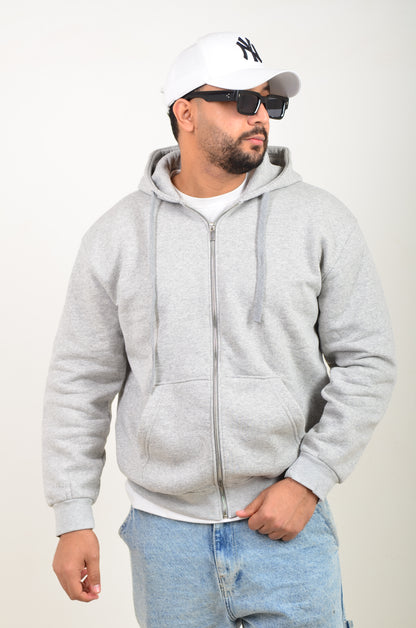 Capuche Zip Simple-gris