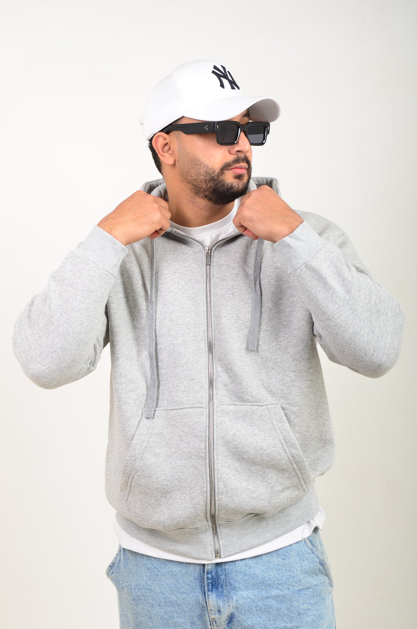 Capuche Zip Simple-gris