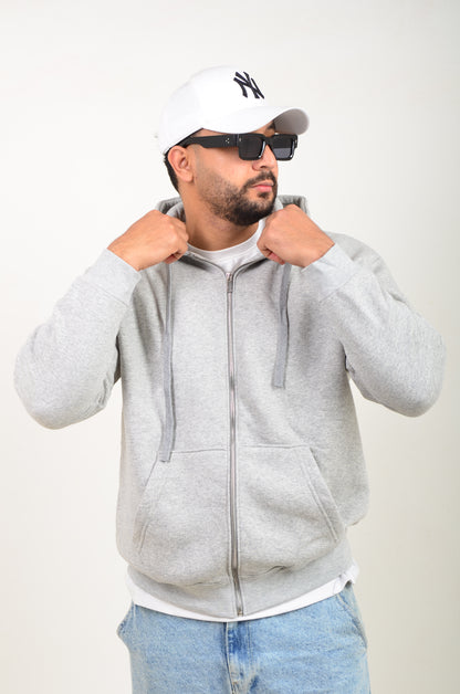 Capuche Zip Simple-gris