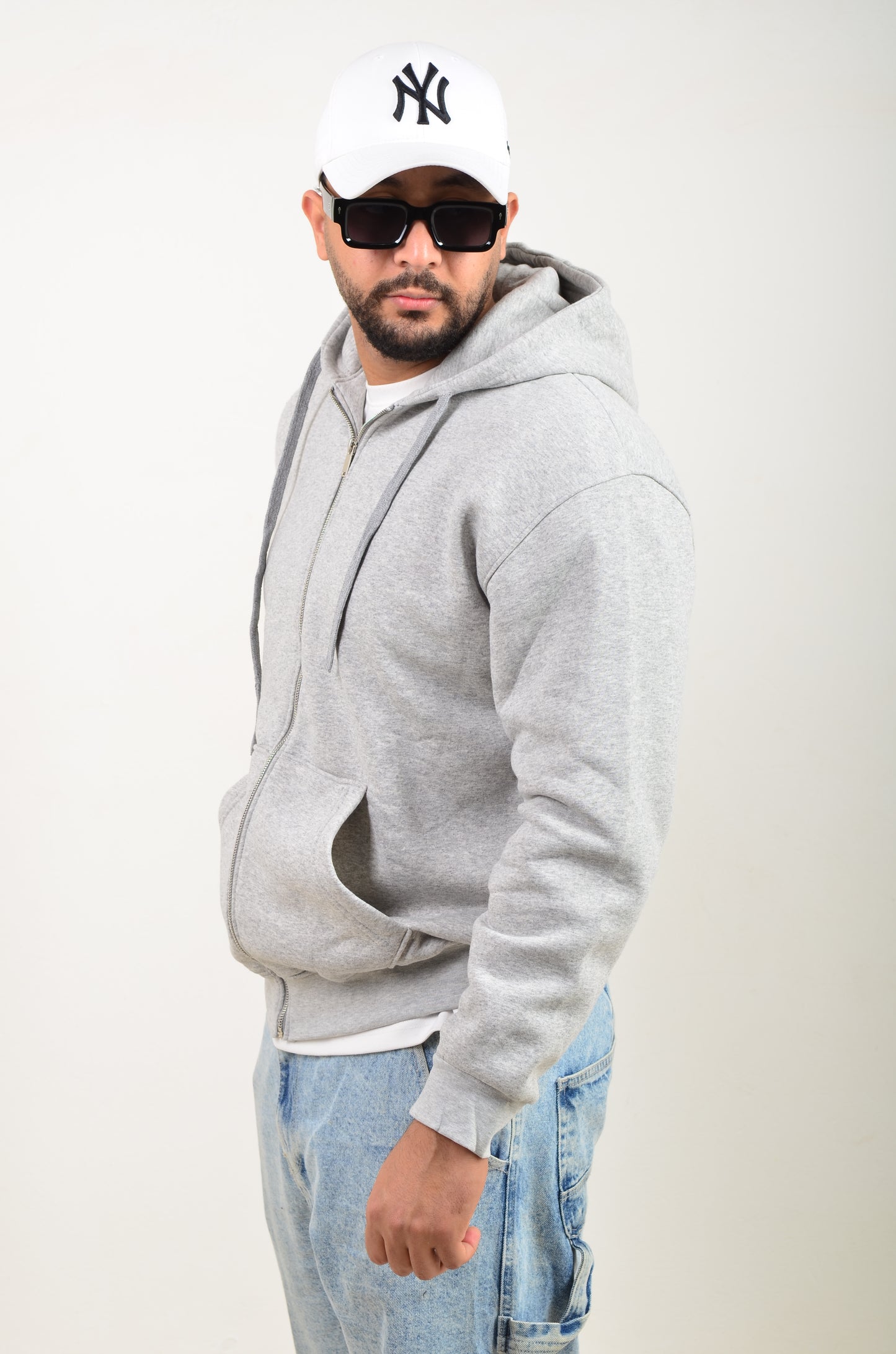 Capuche Zip Simple-gris