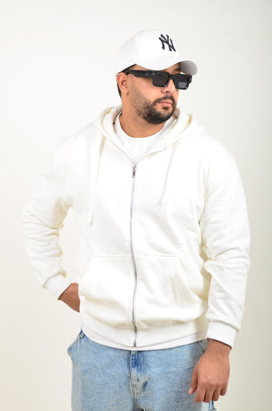 Capuche Zip Simple-Blanc