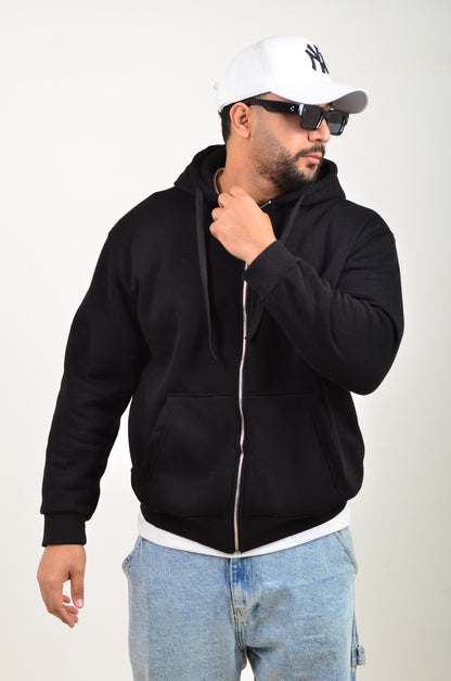 Capuche Zip Simple-Noir