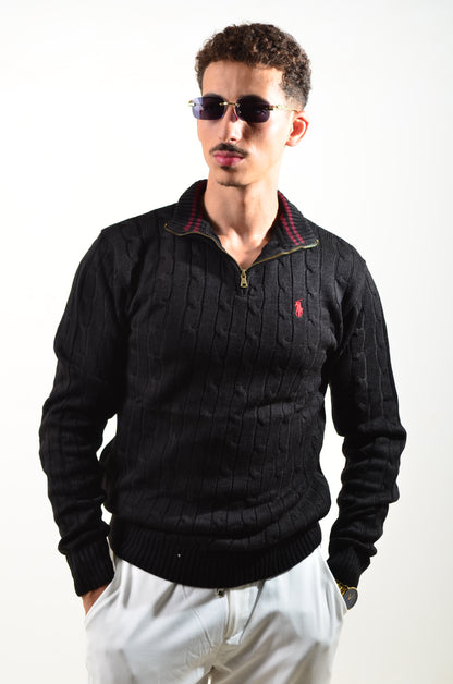 Pull RL demi-zippé en coton torsadé